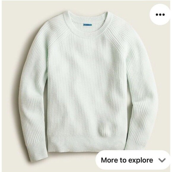 J Crew Women’s Ribbed Cashmere Crewneck Sweater Medium Pale Mint Green - Picture 1 of 6